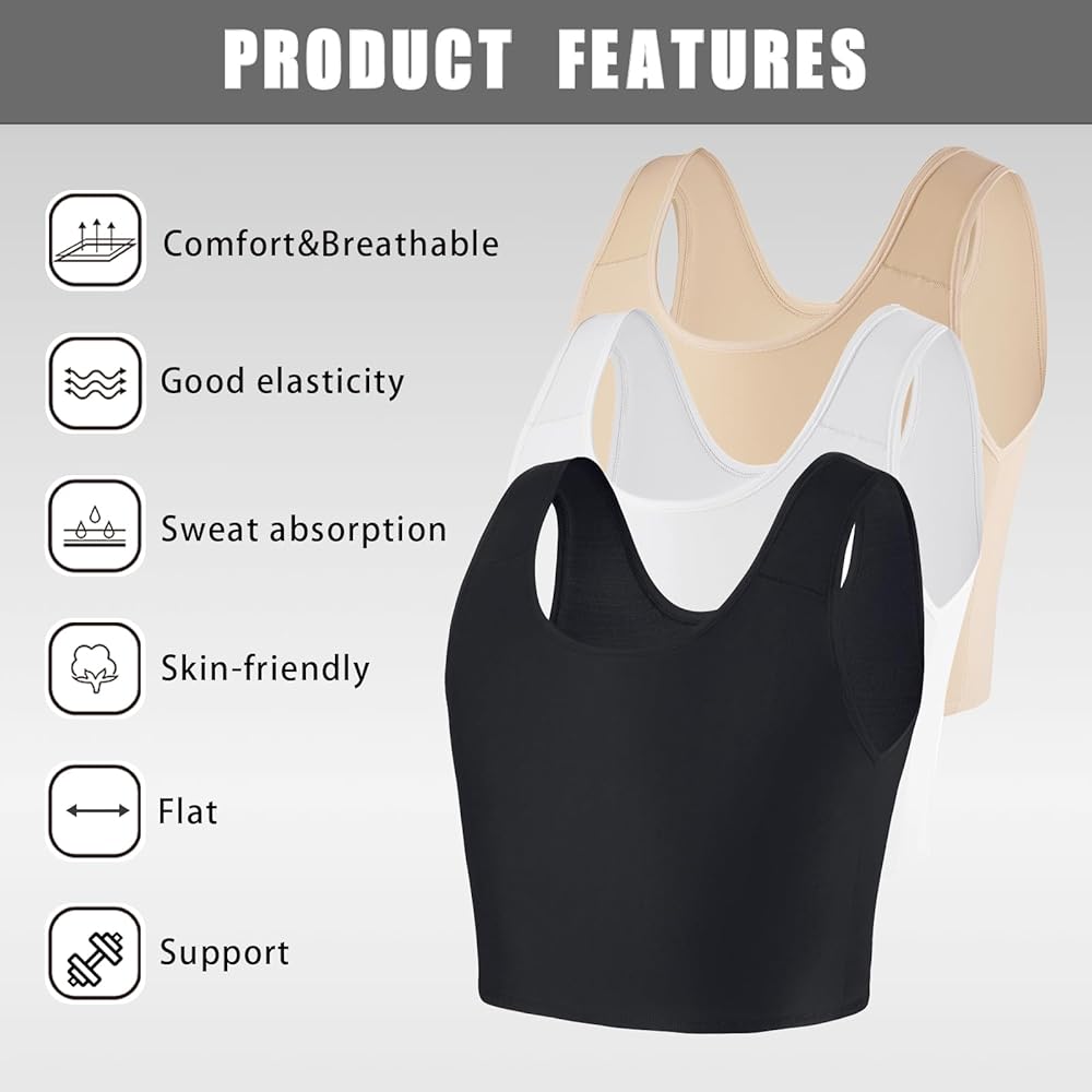 XUJI Women Transgender FTM Breathable Half Chest Binder